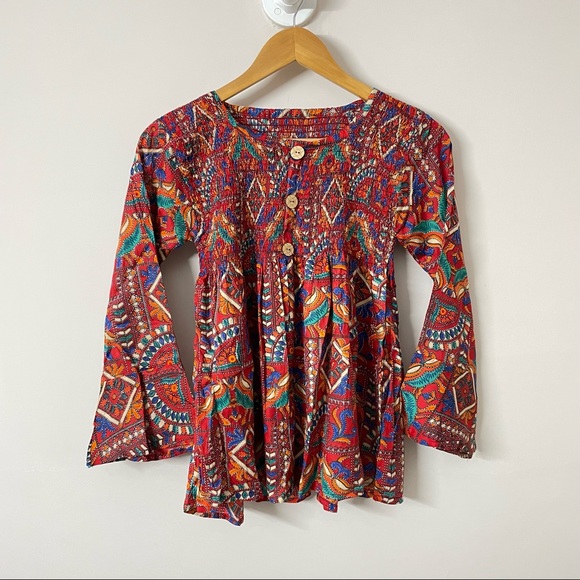 Tops - Smocked top in printed viscose red